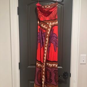 Luxxel Vibrant Strapless Maxi Dress - Red and Purple